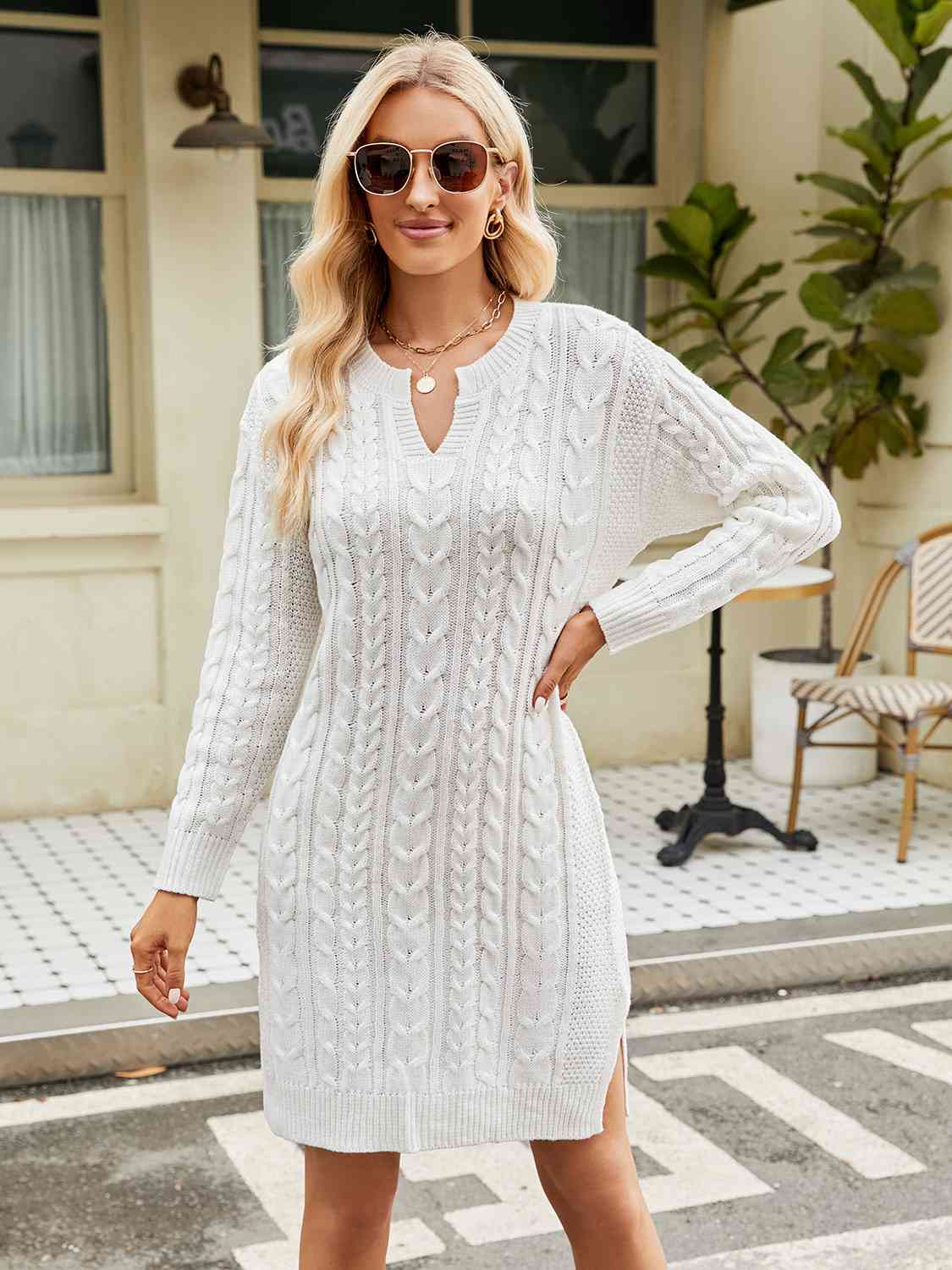 chinese dress ladies Ivory Cashmere Cable Knit Dress chinese dress ladies Ivory Cashmere Cable Knit Dress