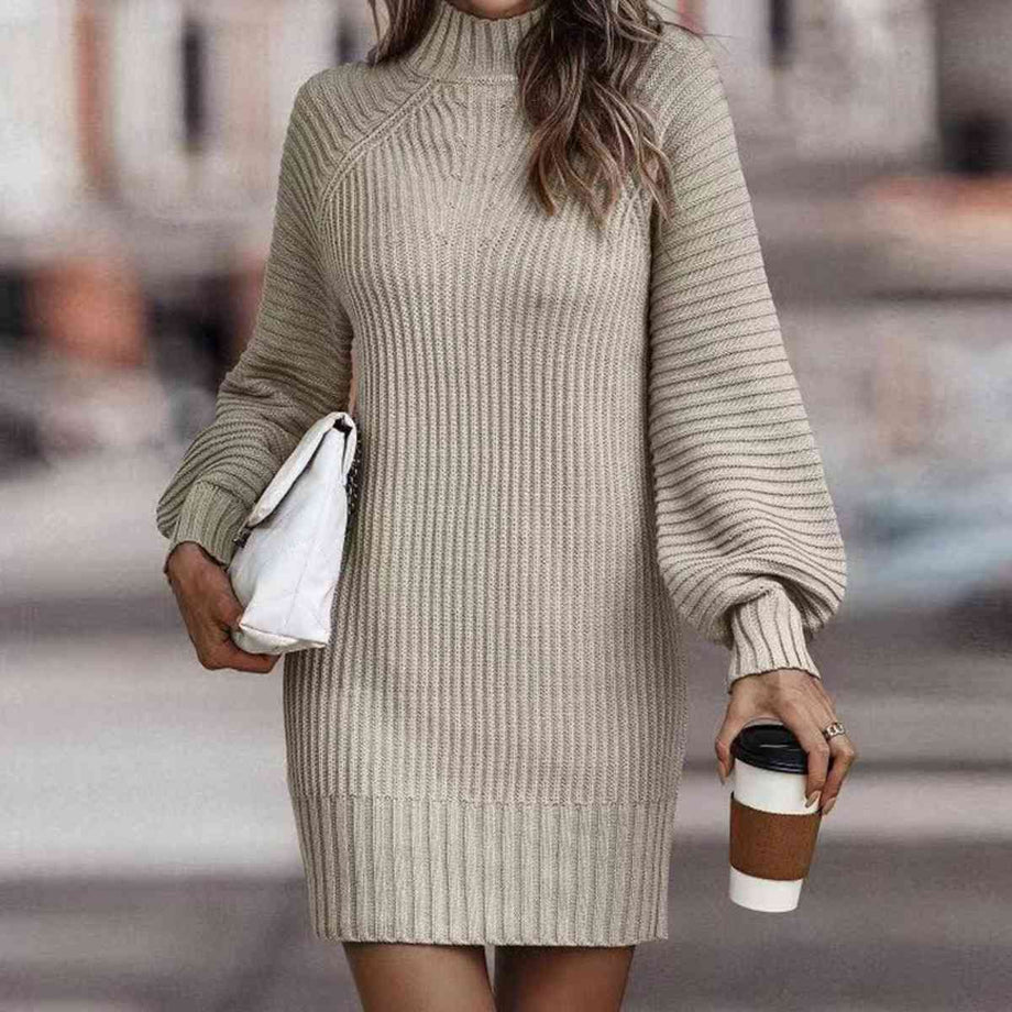 Mock Neck Lantern Sleeve Sweater Dress Simply Beautiful Store Mock Neck Lantern Sleeve Sweater Dress Simply Beautiful Store